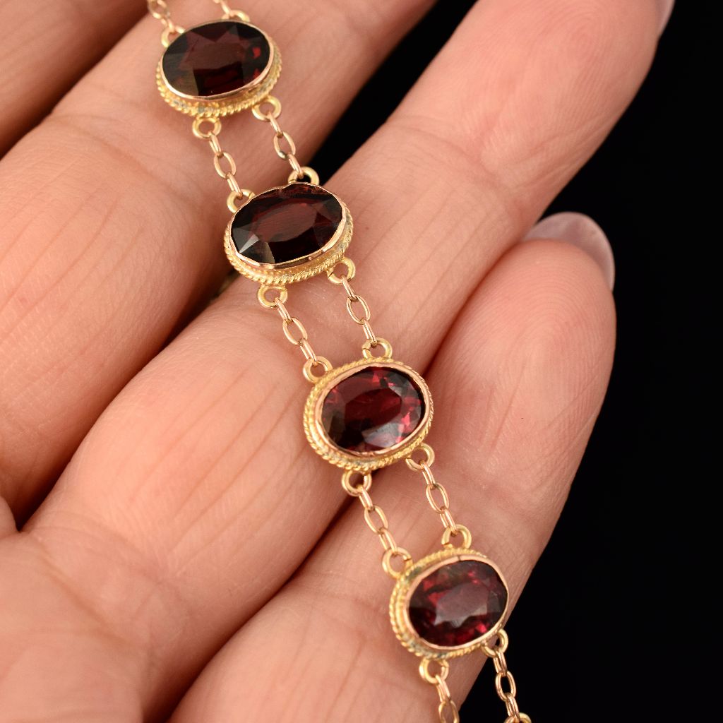 Superb Victorian 15ct Yellow Gold Almandine Garnet Choker Circa 1890
