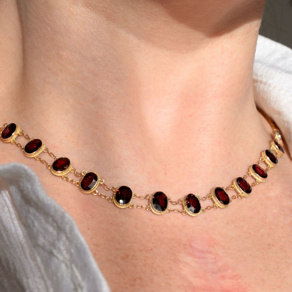 Superb Victorian 15ct Yellow Gold Almandine Garnet Choker Circa 1890