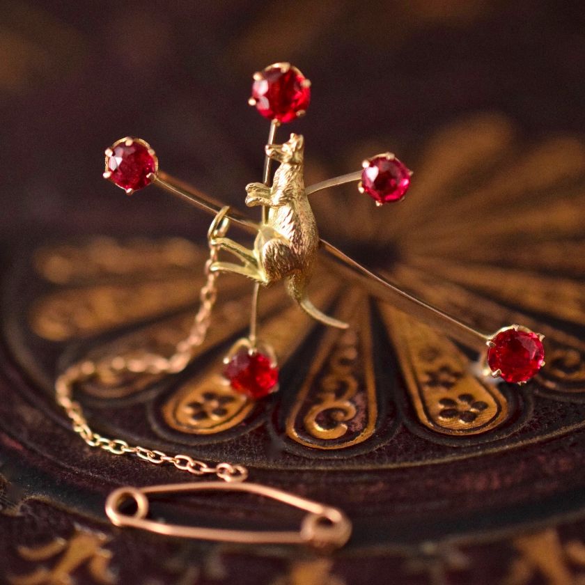 Highly Collectable Willis And Sons Kangaroo Southern Cross Garnet Top Doublet Brooch Circa 1915