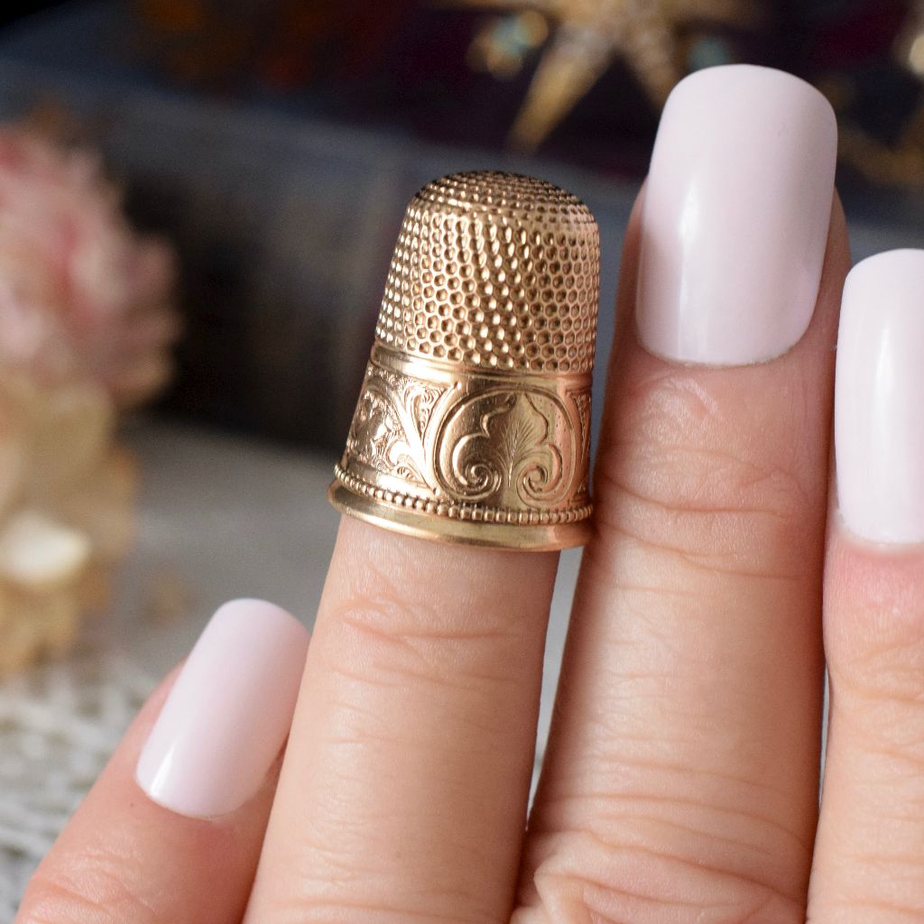 Antique Edwardian 9ct Yellow Gold Thimble Circa 1905