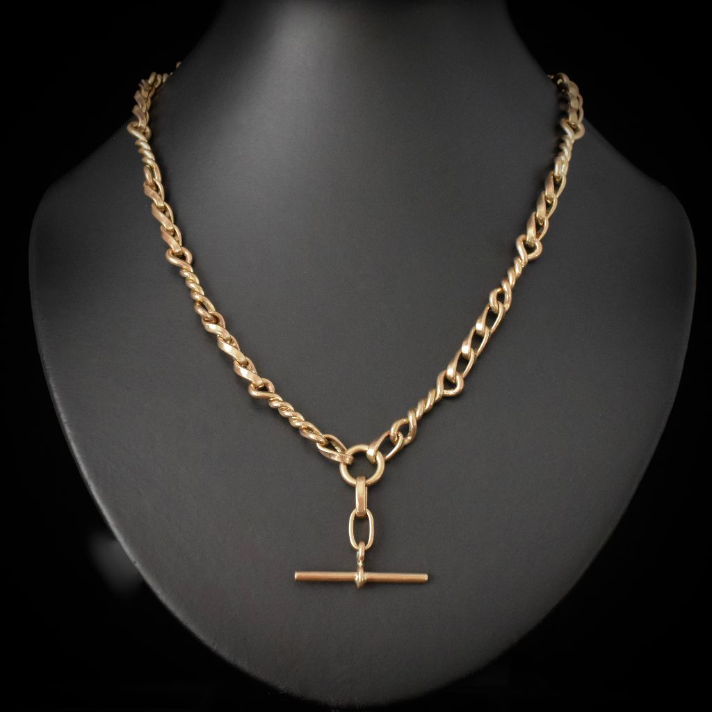 Vintage 9ct Yellow Gold Fancy Link Fob Chain 49.75 Grams