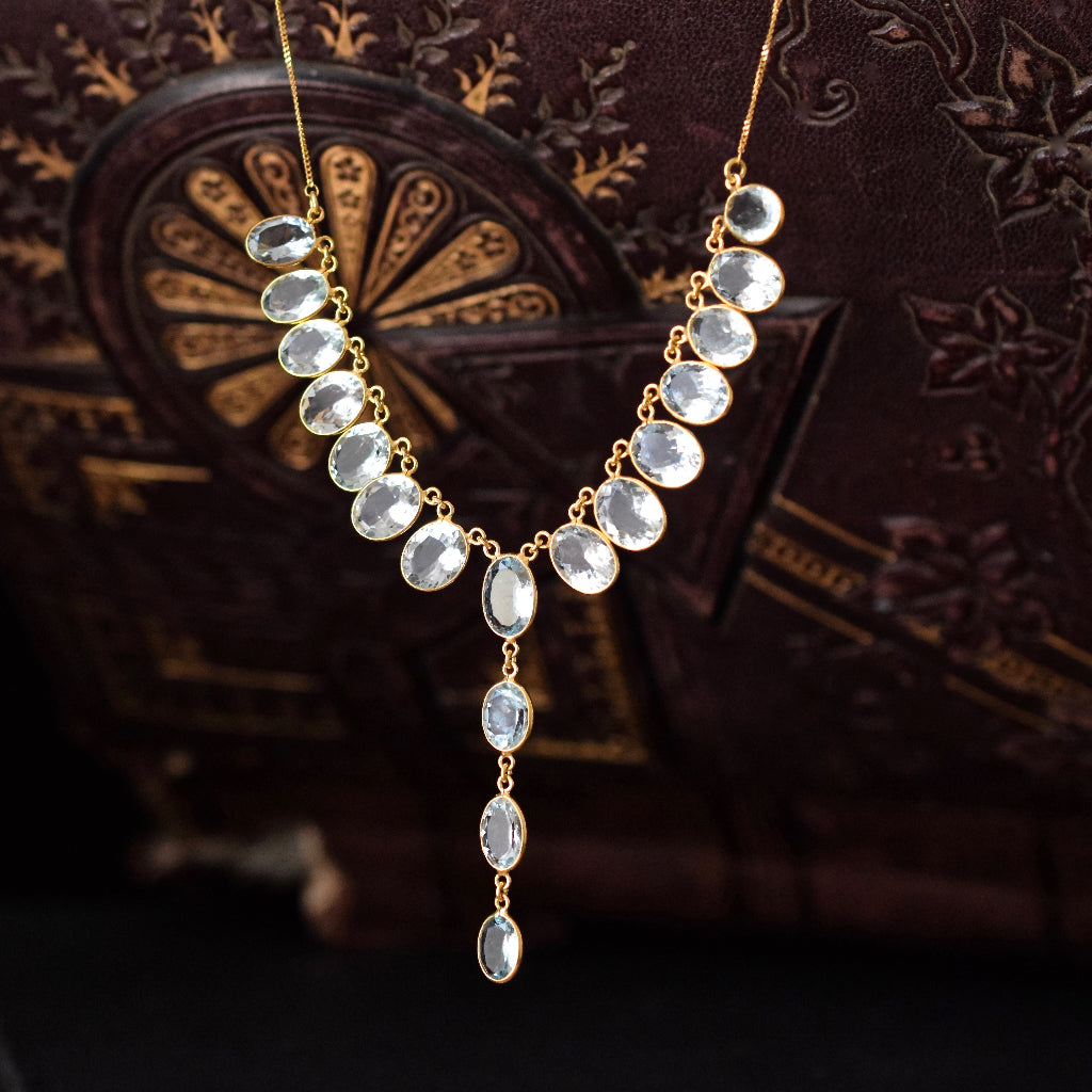Extraordinary Natural Aquamarine 14ct Gold Necklace