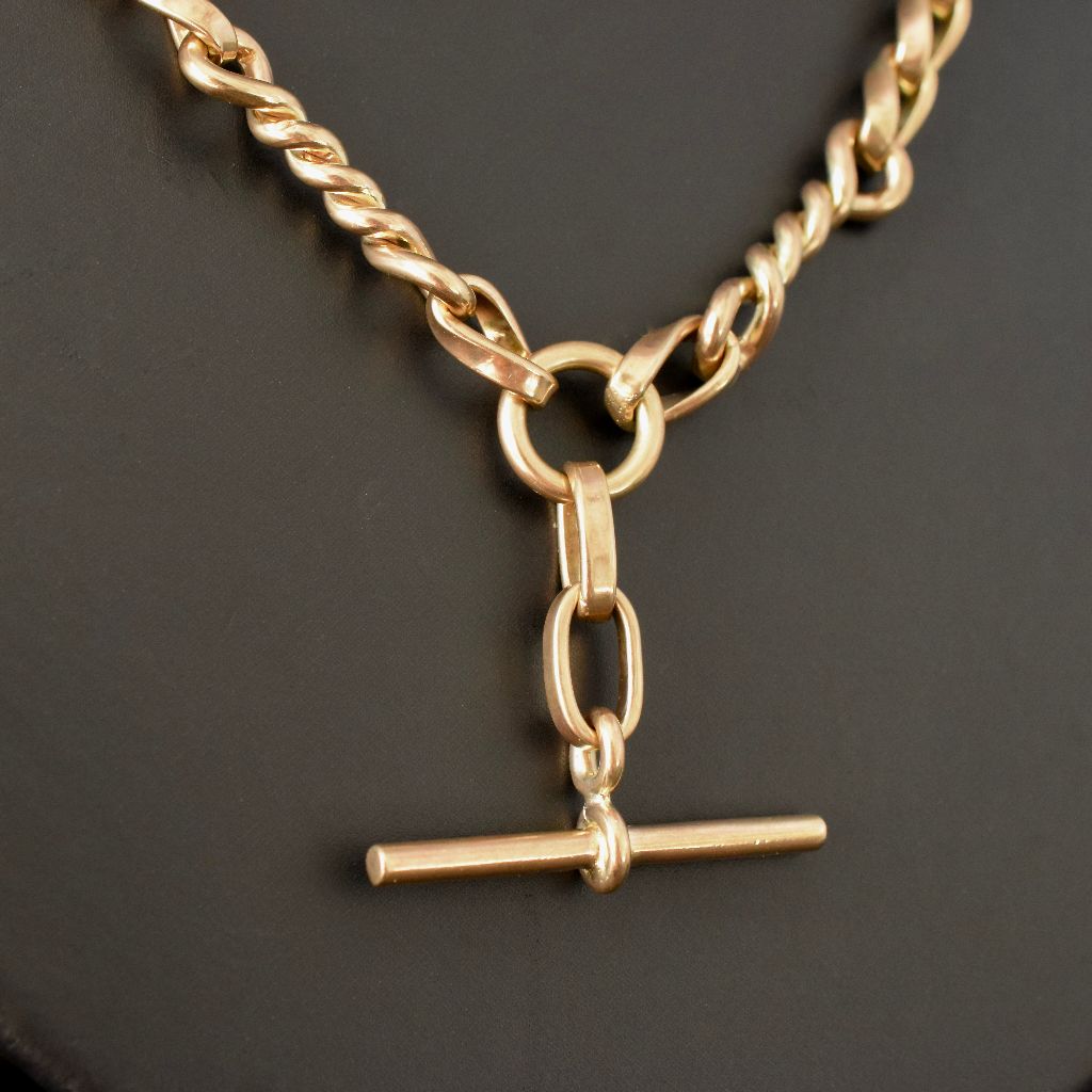 Vintage 9ct Yellow Gold Fancy Link Fob Chain 49.75 Grams