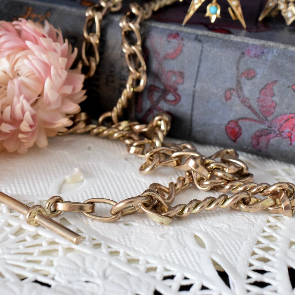 Vintage 9ct Yellow Gold Fancy Link Fob Chain 49.75 Grams