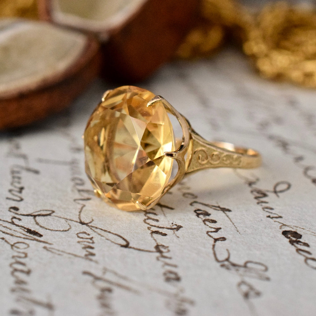 Vintage 14ct Yellow Gold Citrine Cocktail Ring