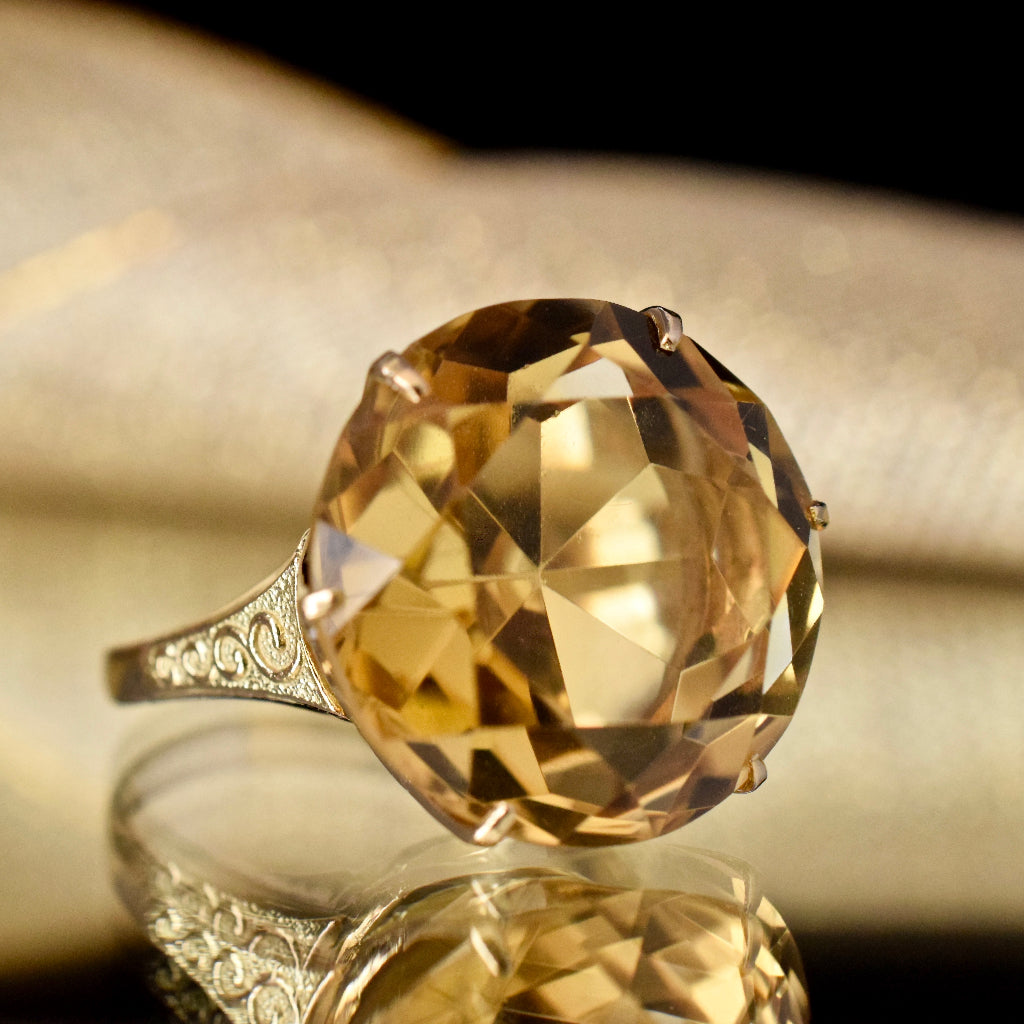 Vintage 14ct Yellow Gold Citrine Cocktail Ring