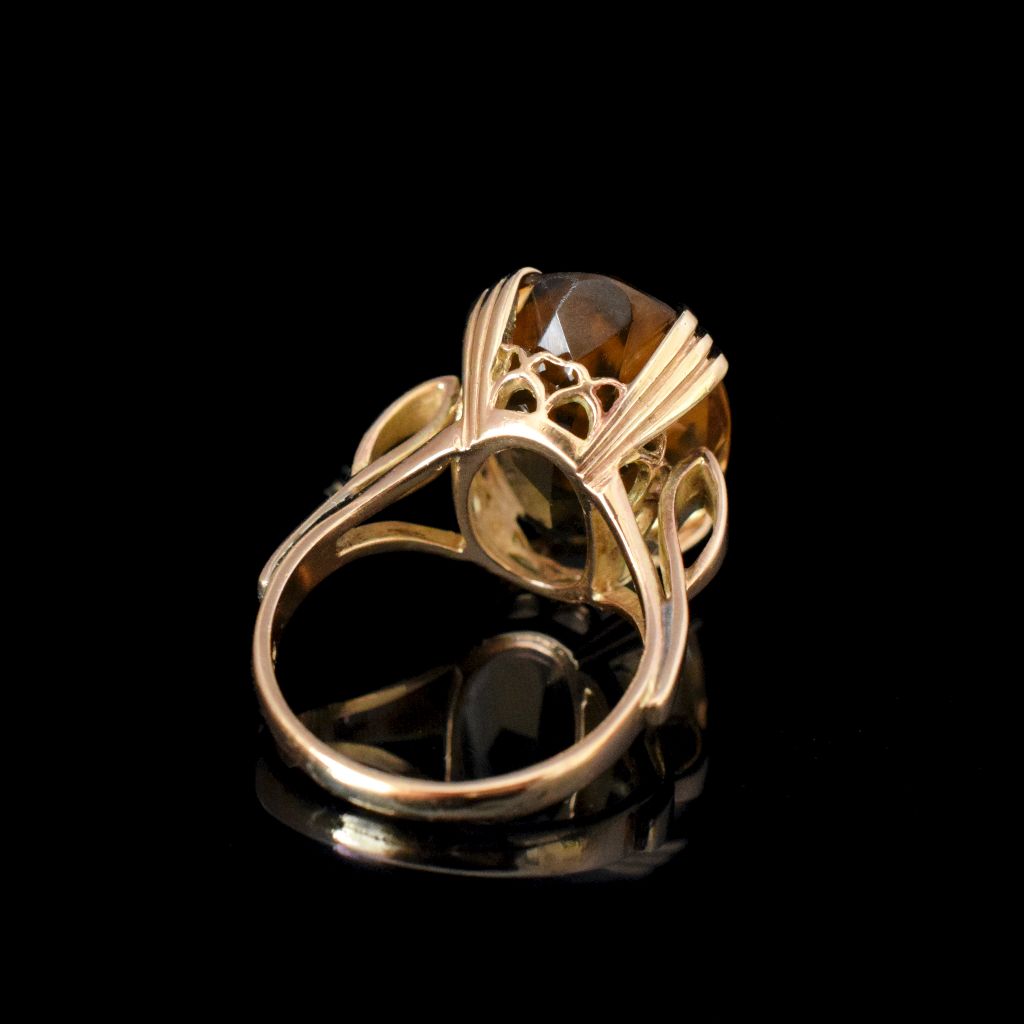 Vintage 9ct Yellow Gold Oval Citrine Ring 10ct
