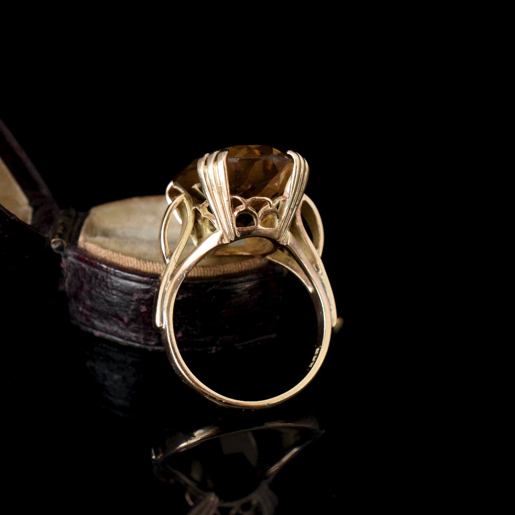 Vintage 9ct Yellow Gold Oval Citrine Ring 10ct