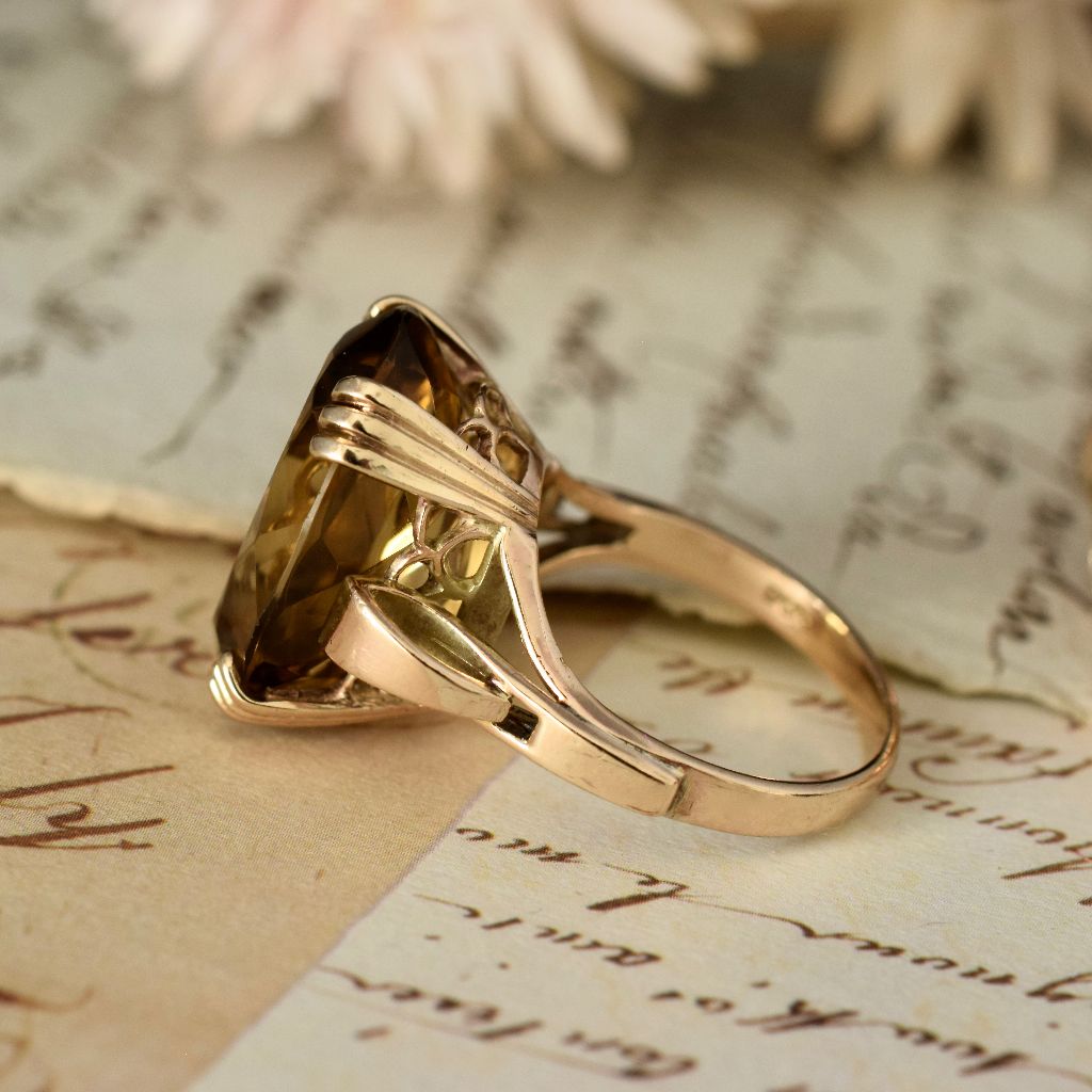 Vintage 9ct Yellow Gold Oval Citrine Ring 10ct