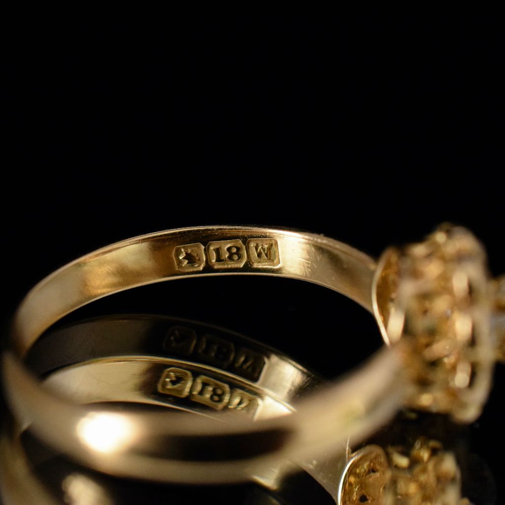 Antique Edwardian 18ct Yellow Gold Diamond Ring By Willis and Sons Circa 1910