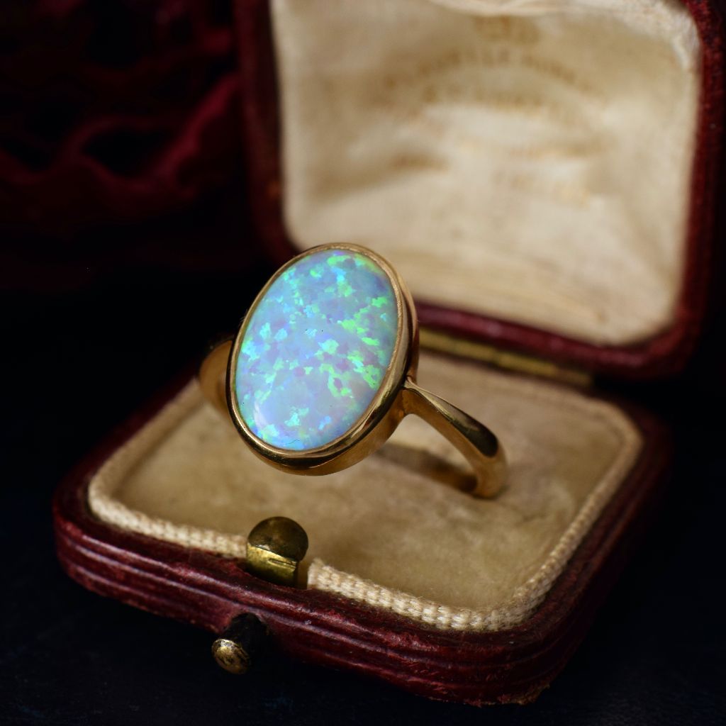 Modern 9ct Yellow Gold ‘Cultured’ Opal Ring 5.50ct