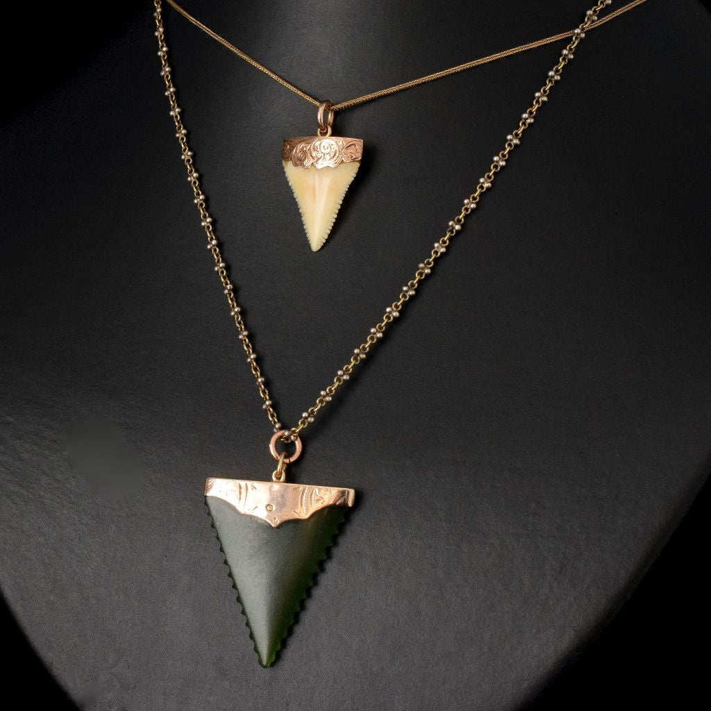 Antique 9ct Rose Gold Nephrite Jade/Pounamu Fob Pendant