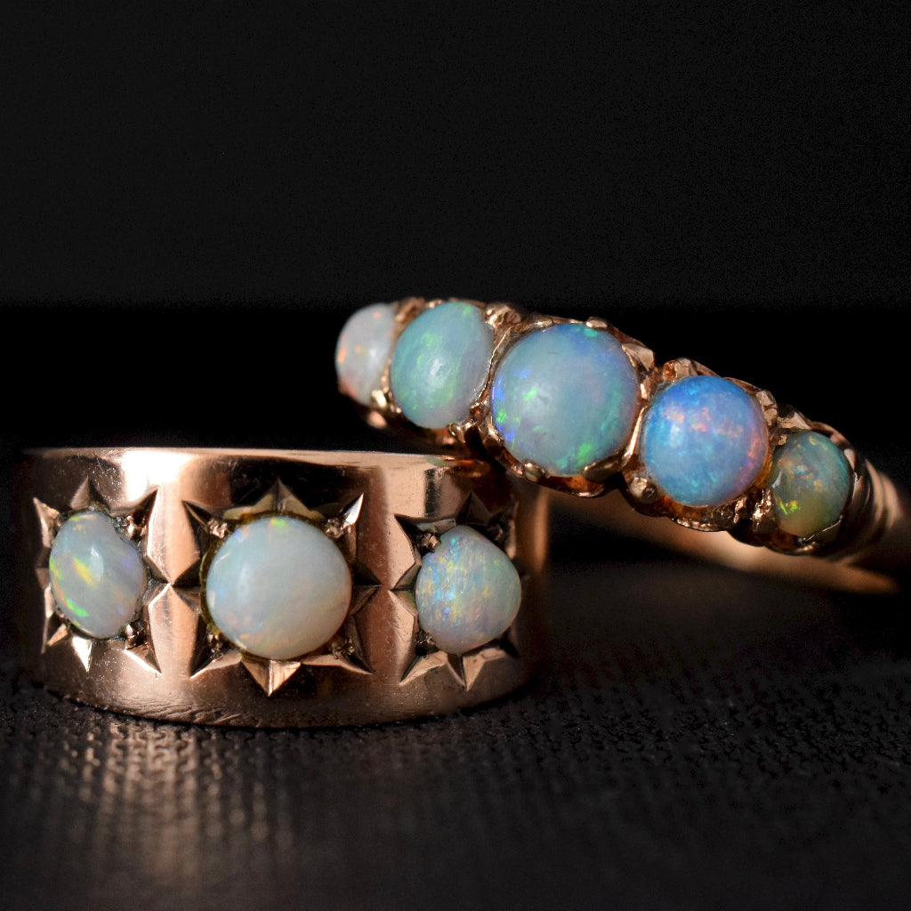 Antique 9ct Rose Gold Opal Ring by Larard Bros Circa 1912