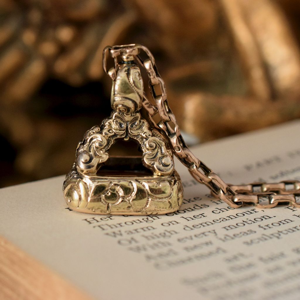 Early Victorian Gold Cased Intaglio Carnelian Wax Seal Fob