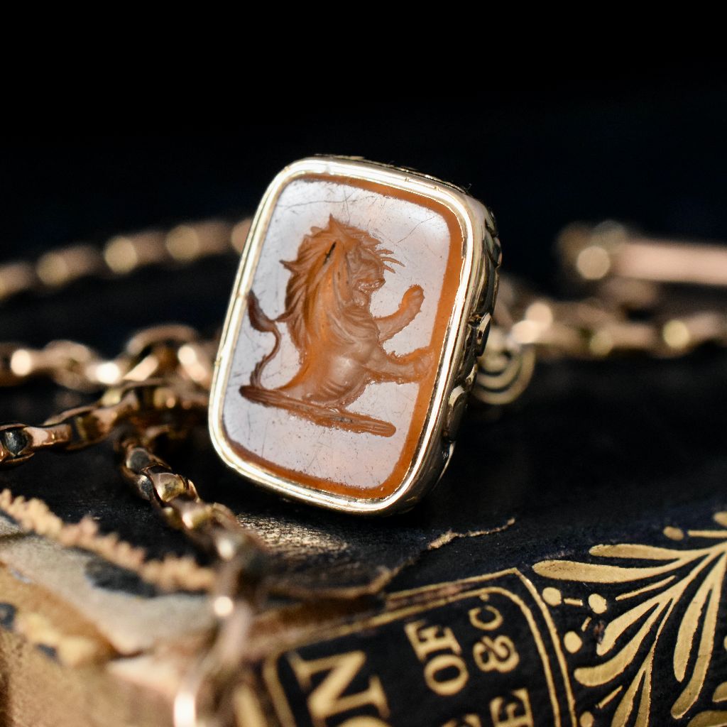 Early Victorian Gold Cased Intaglio Carnelian Wax Seal Fob