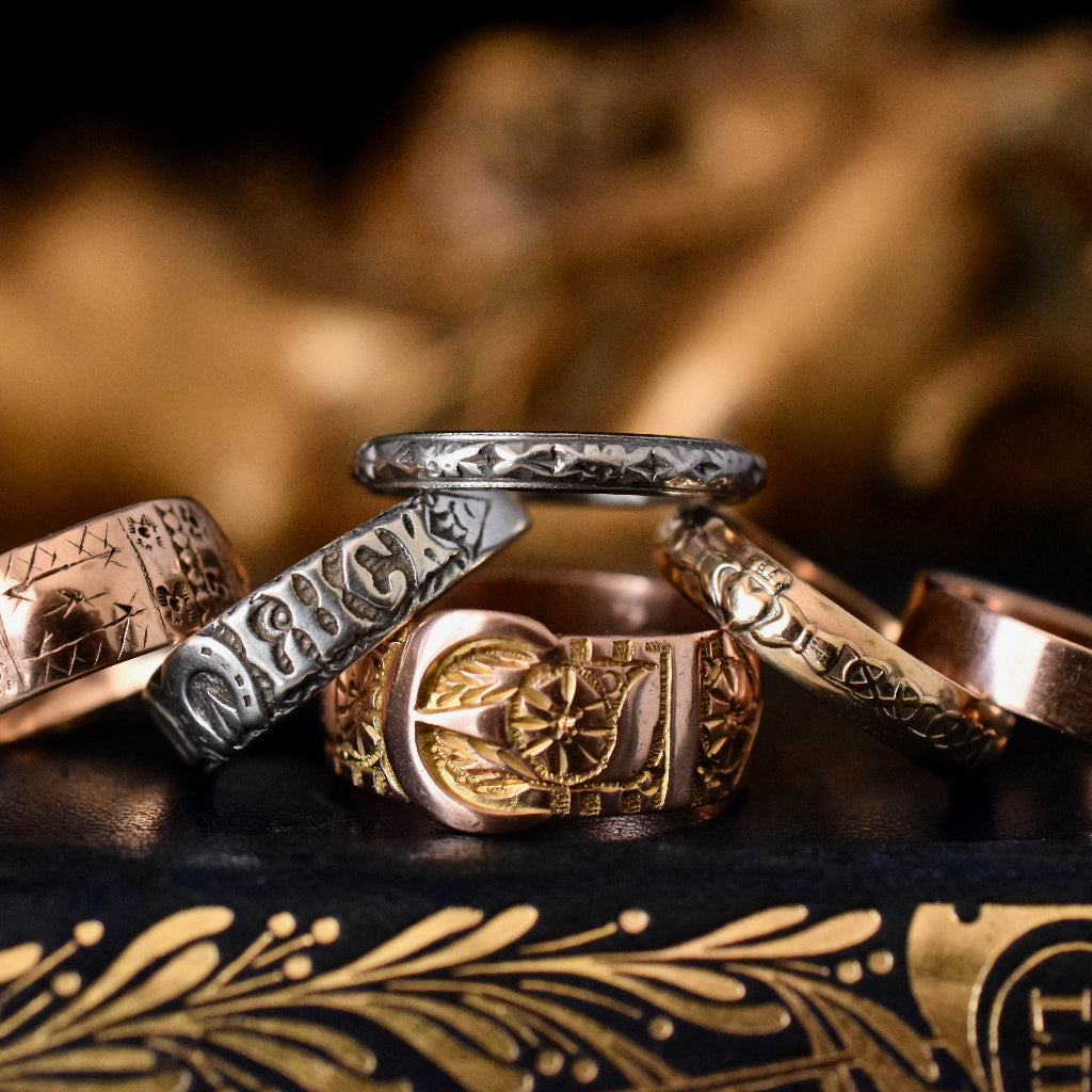 Antique Edwardian 1919 Rose Gold Wide Buckle Ring