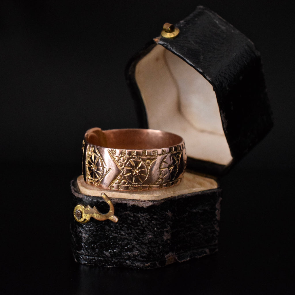 Antique Edwardian 1919 Rose Gold Wide Buckle Ring