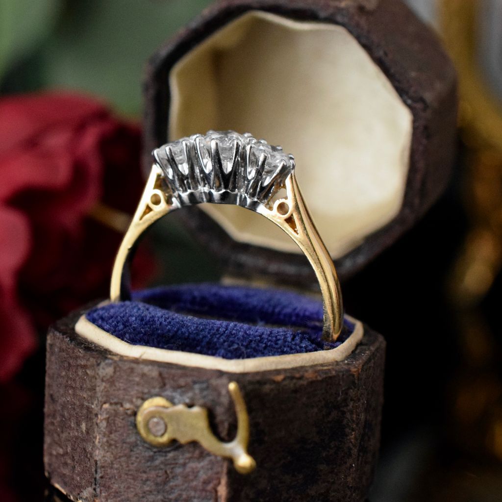 Pretty 18ct Yellow Gold Diamond 0.50ct Trilogy Ring