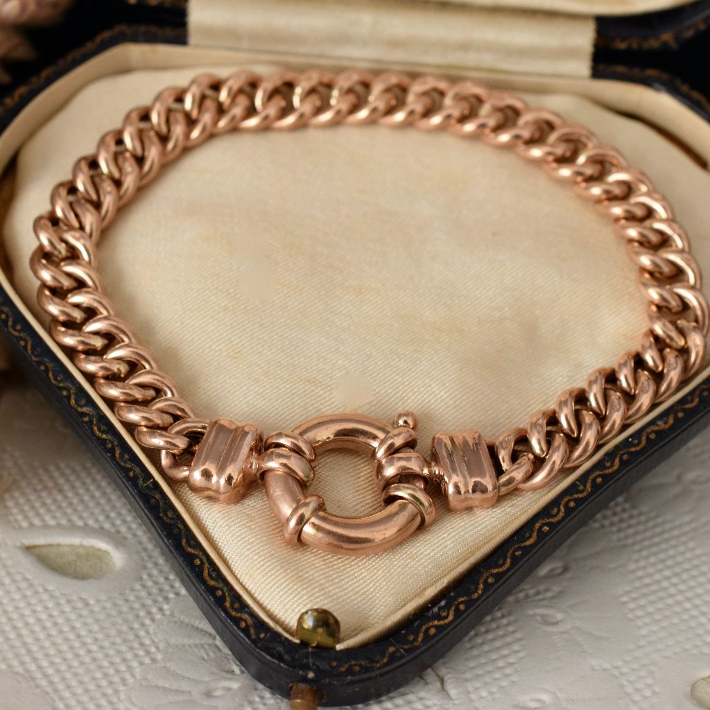 Modern 9ct Rose Gold Hollow Curblink Bracelet