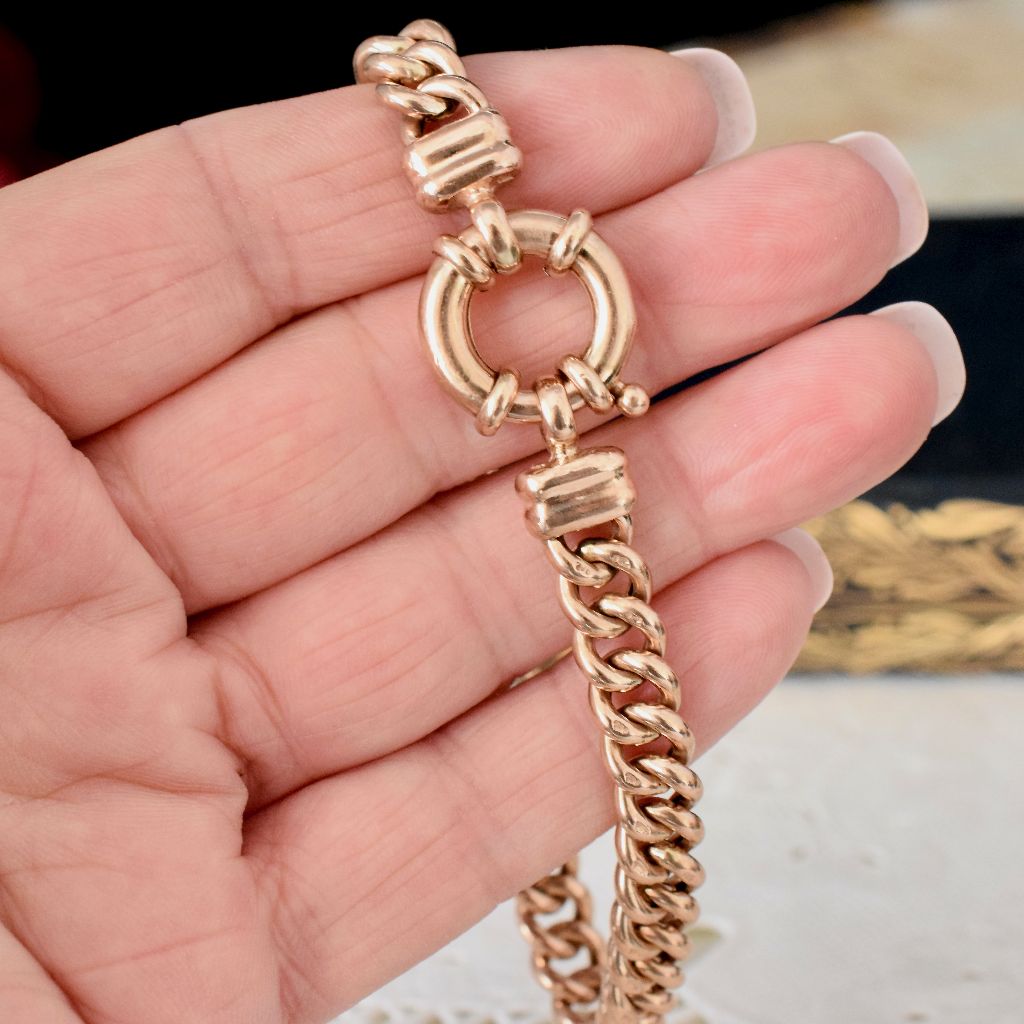 Modern 9ct Rose Gold Hollow Curblink Bracelet