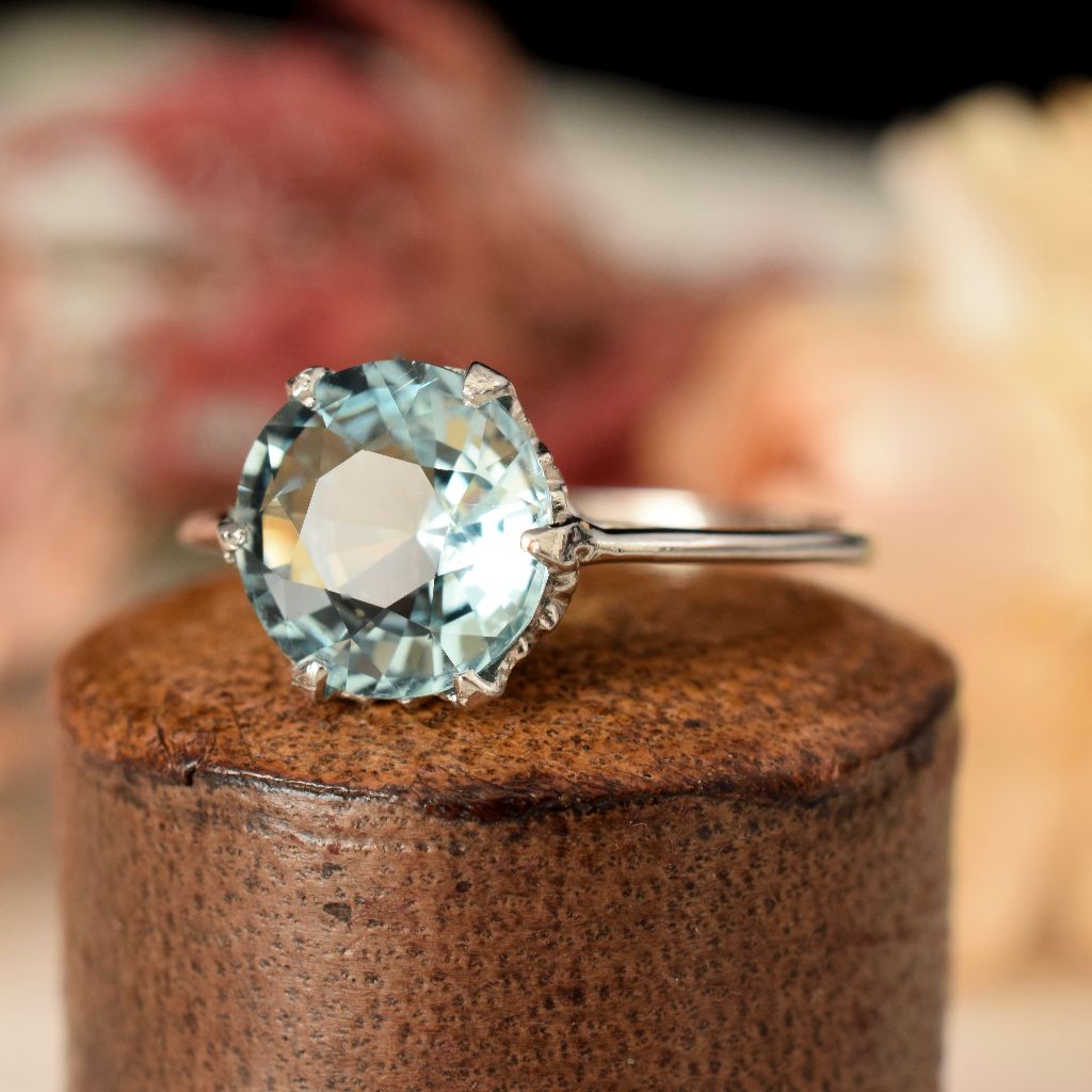 Antique Art Deco Aquamarine And Platinum Ring