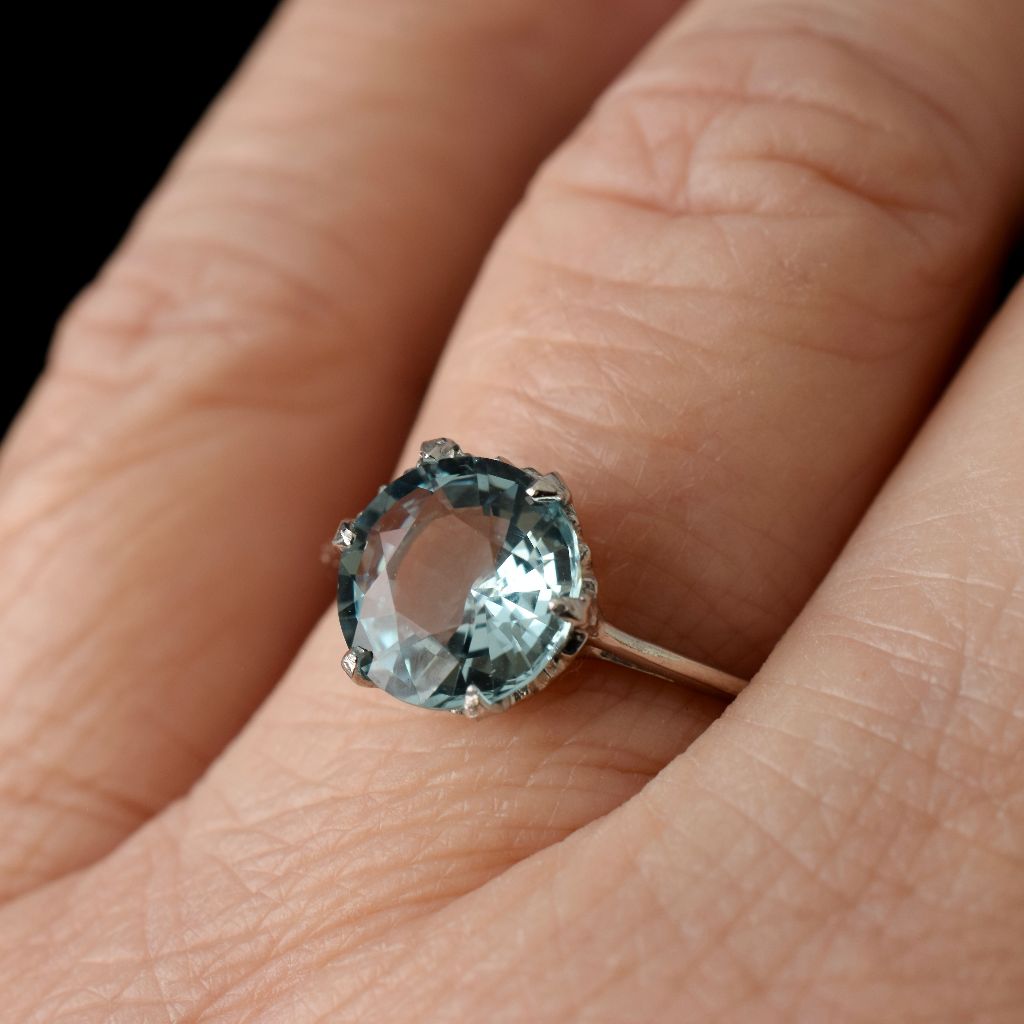 Antique Art Deco Aquamarine And Platinum Ring