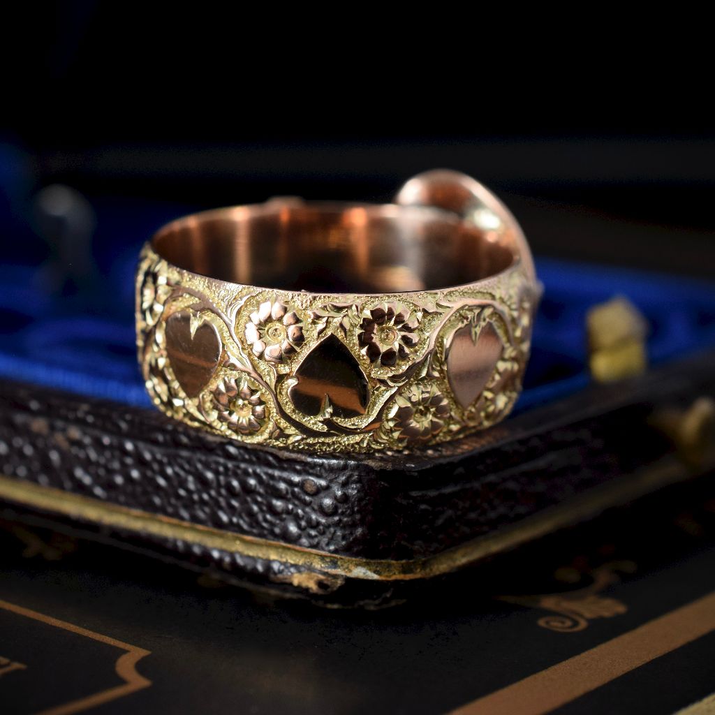 Antique 9ct Yellow Gold Floral Buckle Ring Hallmarked 1905