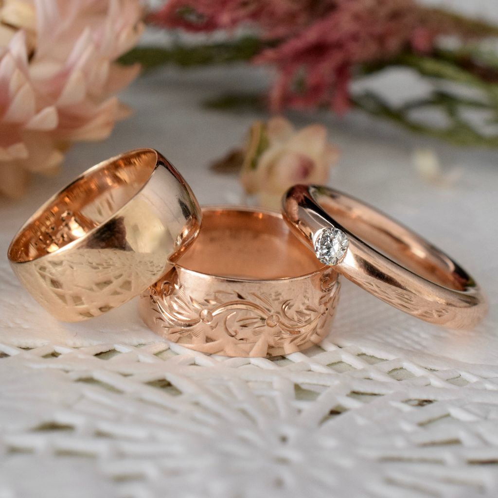 Gorgeous Heavy 9ct Rose Gold Diamond ‘Tubular’ Ring 8.3 Grams
