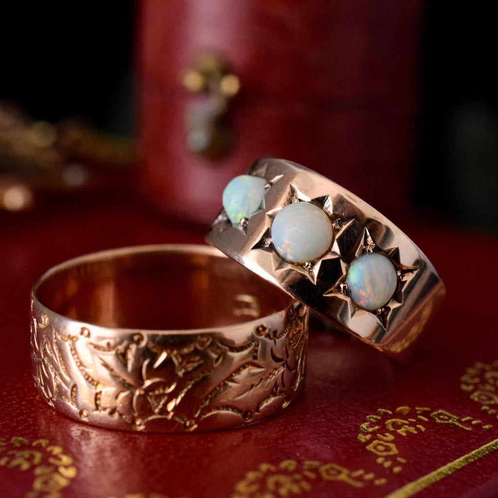 Antique 9ct Rose Gold Opal Ring by Larard Bros Circa 1912