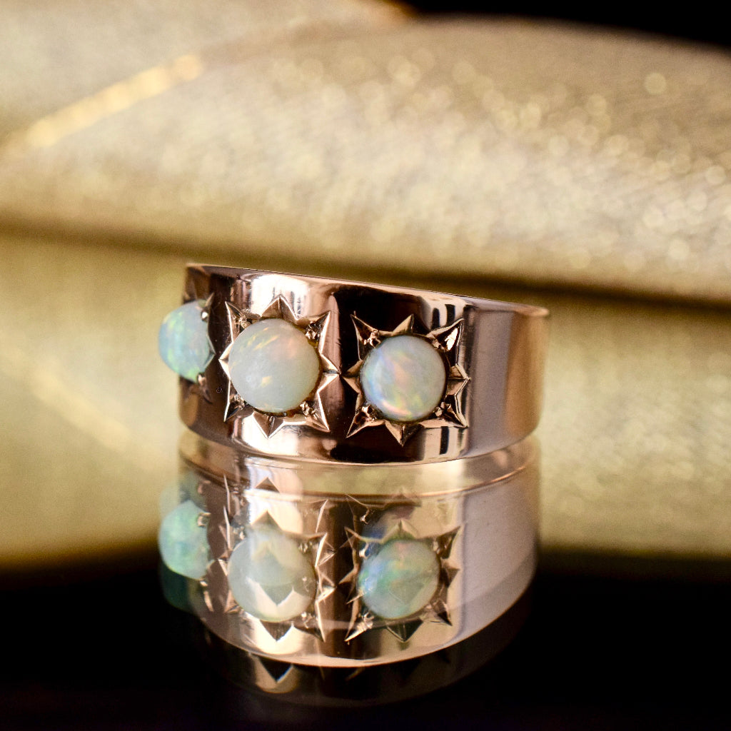Antique 9ct Rose Gold Opal Ring by Larard Bros Circa 1912