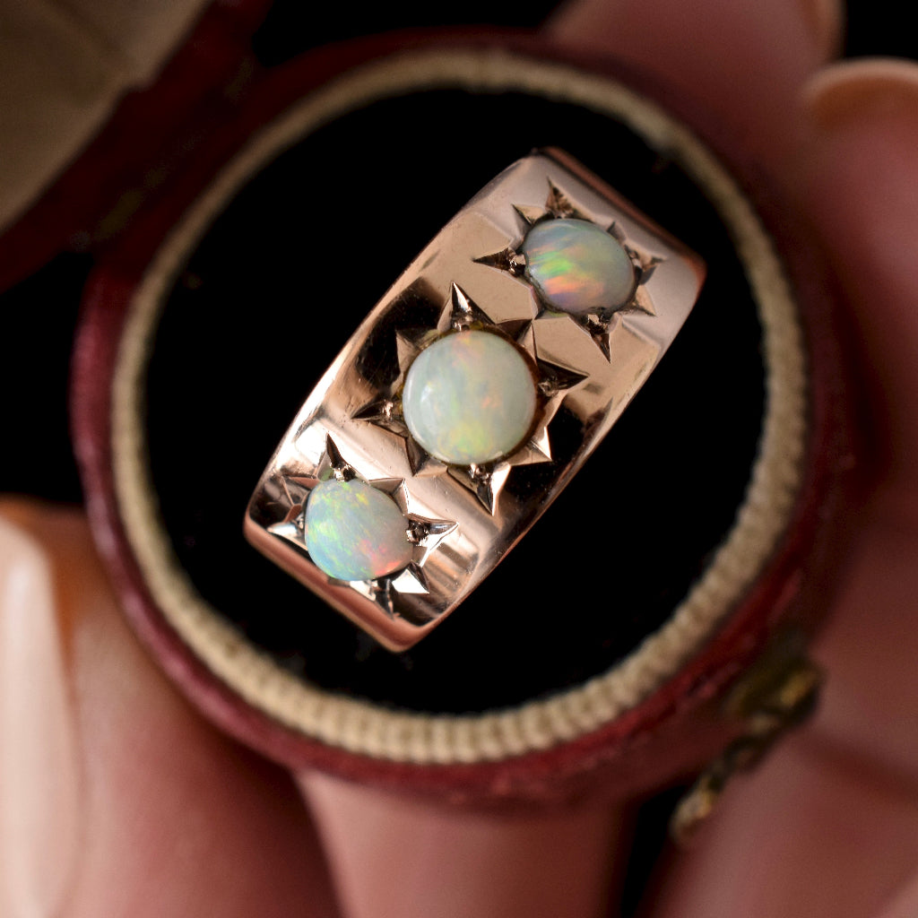 Antique 9ct Rose Gold Opal Ring by Larard Bros Circa 1912