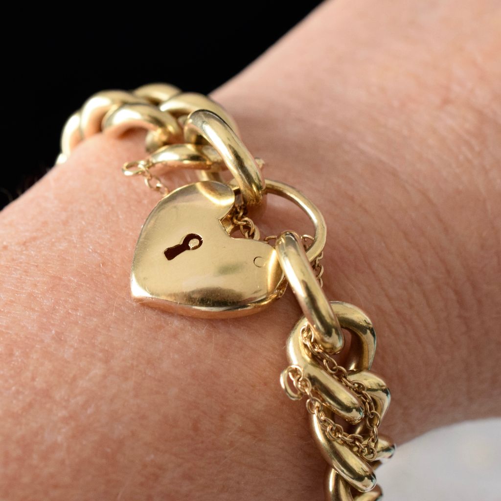 Heavy Solid 9ct Yellow Gold Curblink Padlock Bracelet 63.84 Grams Independent Valuation Included With Purchase $10850.00 AUD
