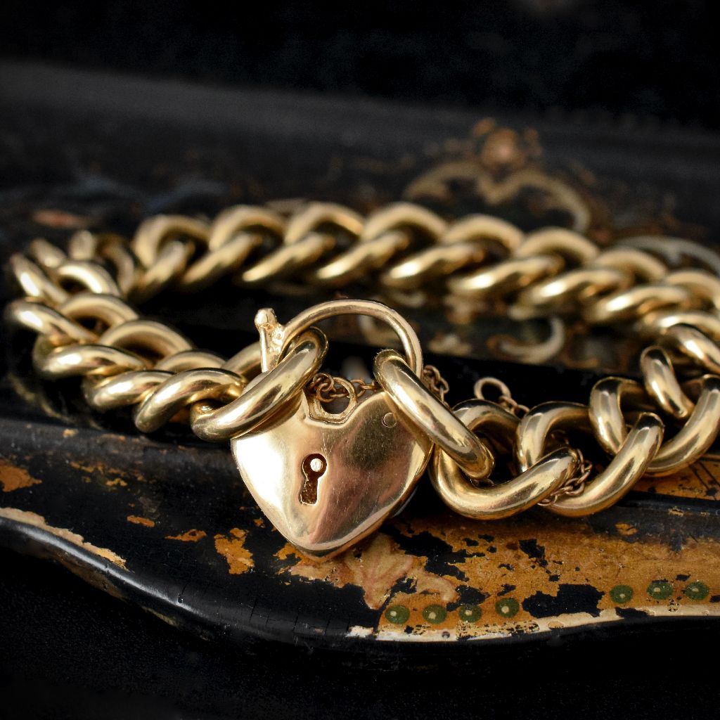 Heavy Solid 9ct Yellow Gold Curblink Padlock Bracelet 63.84 Grams Independent Valuation Included With Purchase $10850.00 AUD