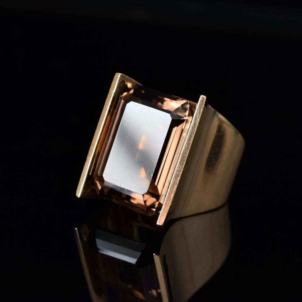 Striking 9ct Yellow Gold Smoky Quartz Ring