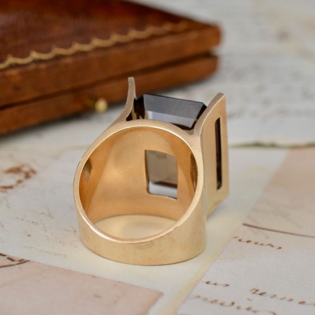 Striking 9ct Yellow Gold Smoky Quartz Ring