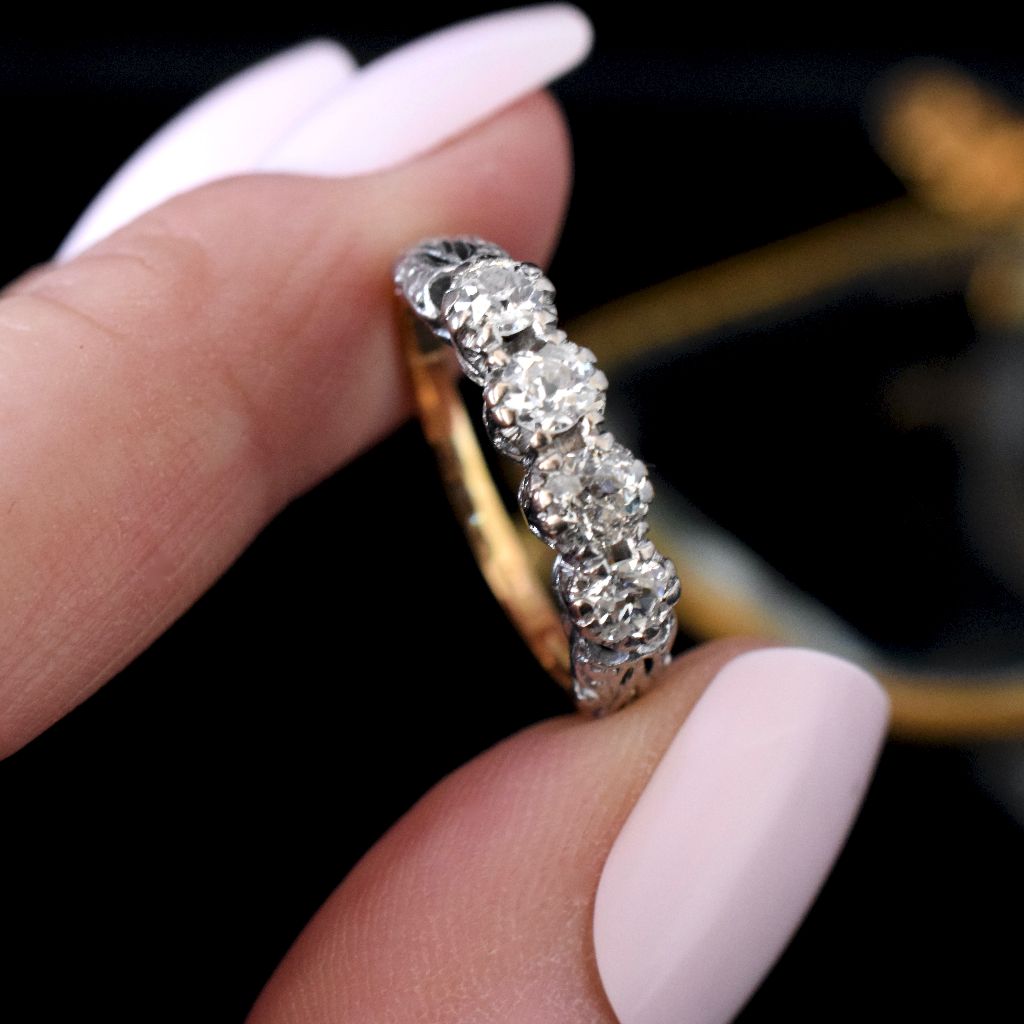 Antique Edwardian / Art Deco Era 18ct Yellow Gold / Platinum Diamond Ring 0.80ct Circa 1915