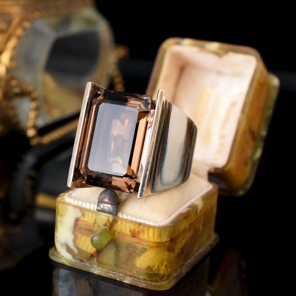 Striking 9ct Yellow Gold Smoky Quartz Ring