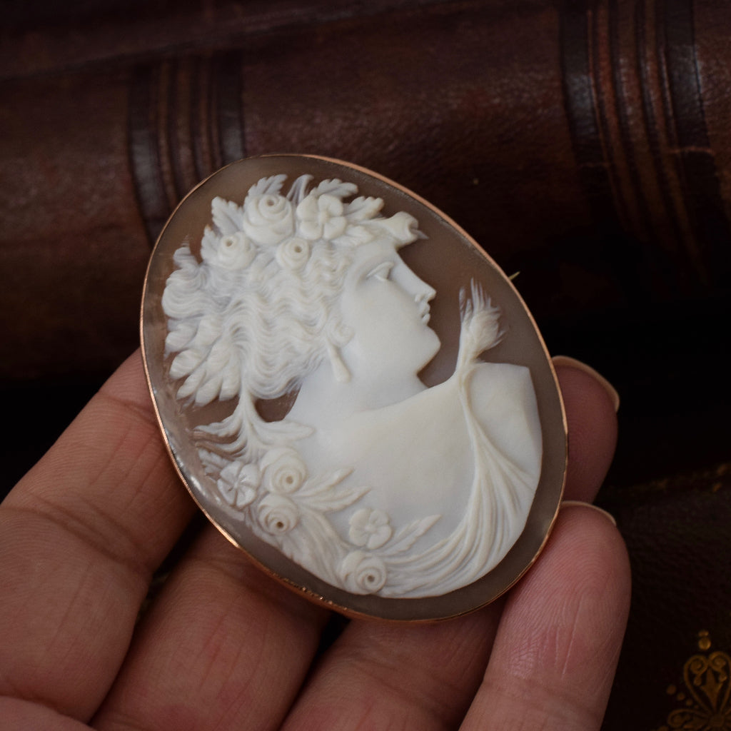 Superb Large Early Australian Antique 9ct Rose Gold Cameo By Aronson & Co circa 1895