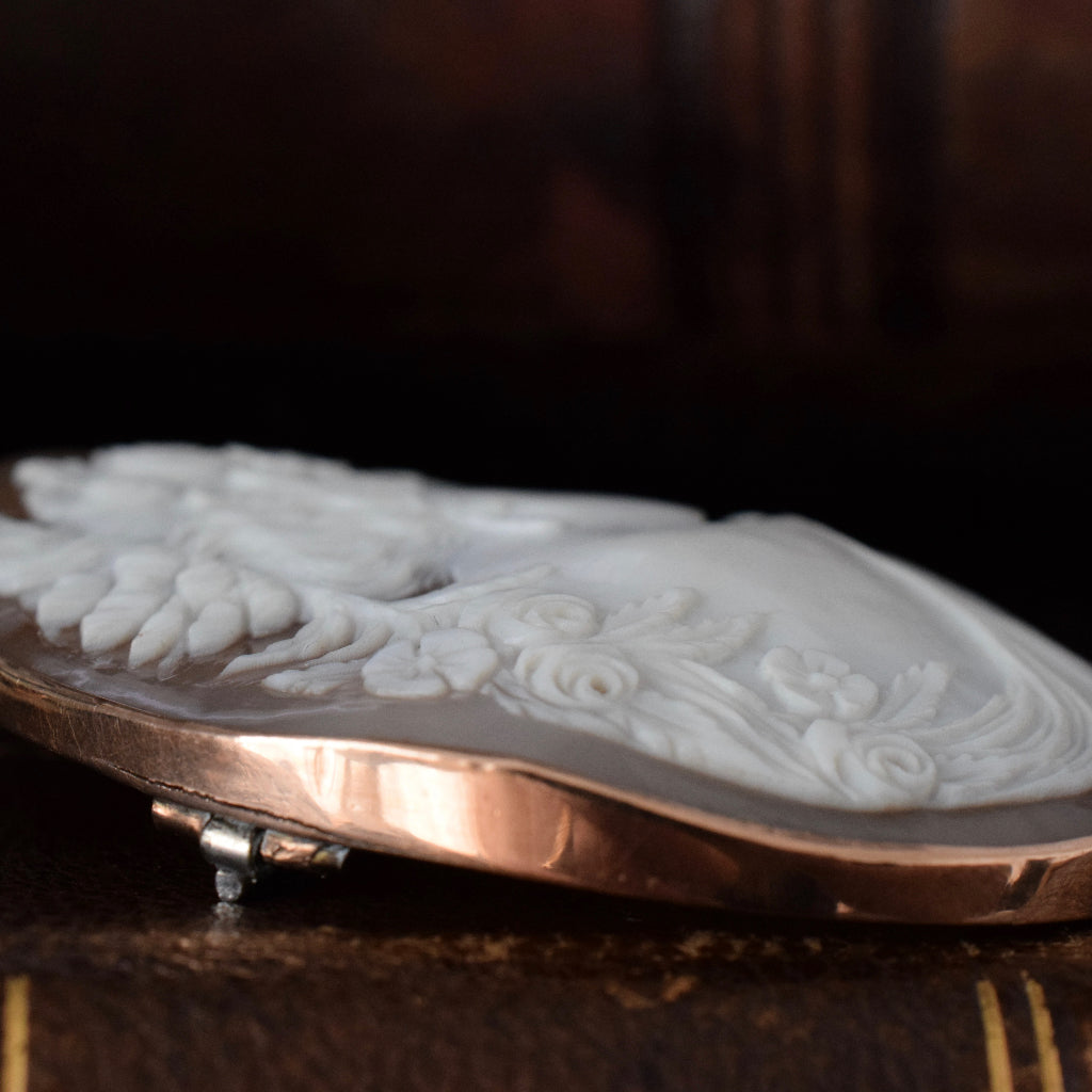Superb Large Early Australian Antique 9ct Rose Gold Cameo By Aronson & Co circa 1895