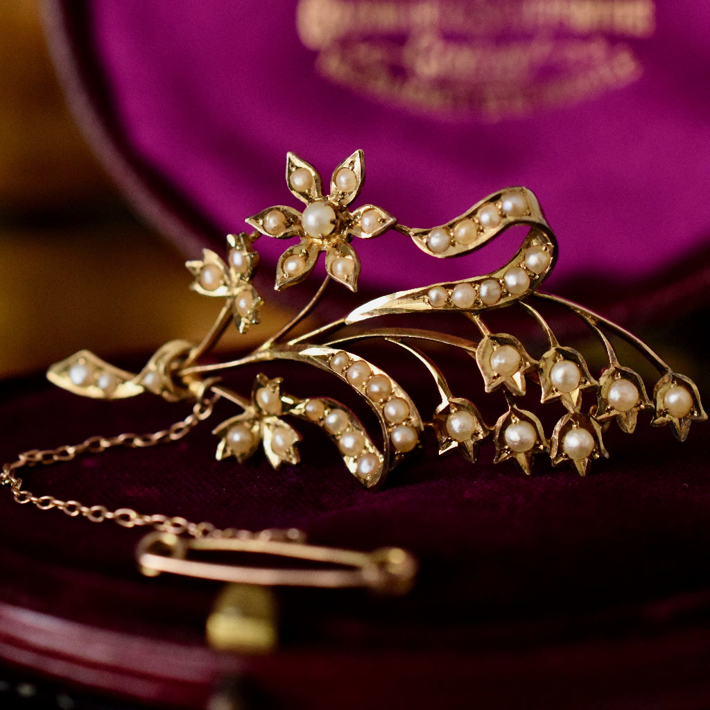 Antique 15ct Gold ‘Lily of the Valley’ Brooch ‘Willis & Sons’ Circa 1895