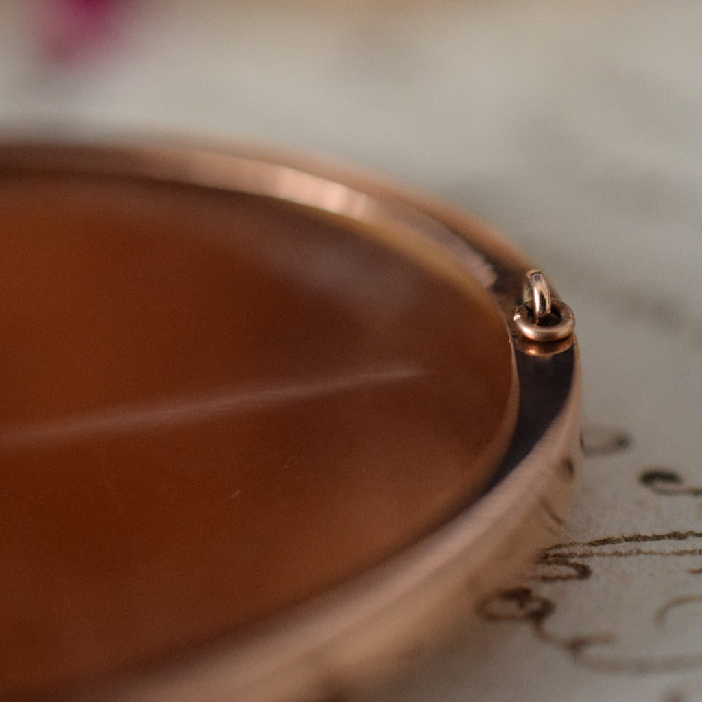 Superb Large Early Australian Antique 9ct Rose Gold Cameo By Aronson & Co circa 1895