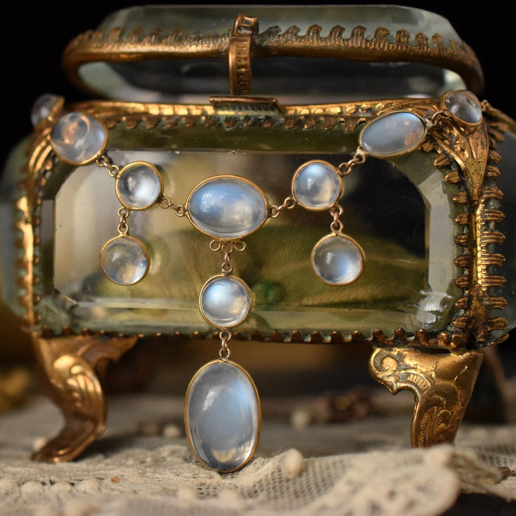 Antique Late Victorian / Early Edwardian 15ct Gold Moonstone Necklace Circa 1900