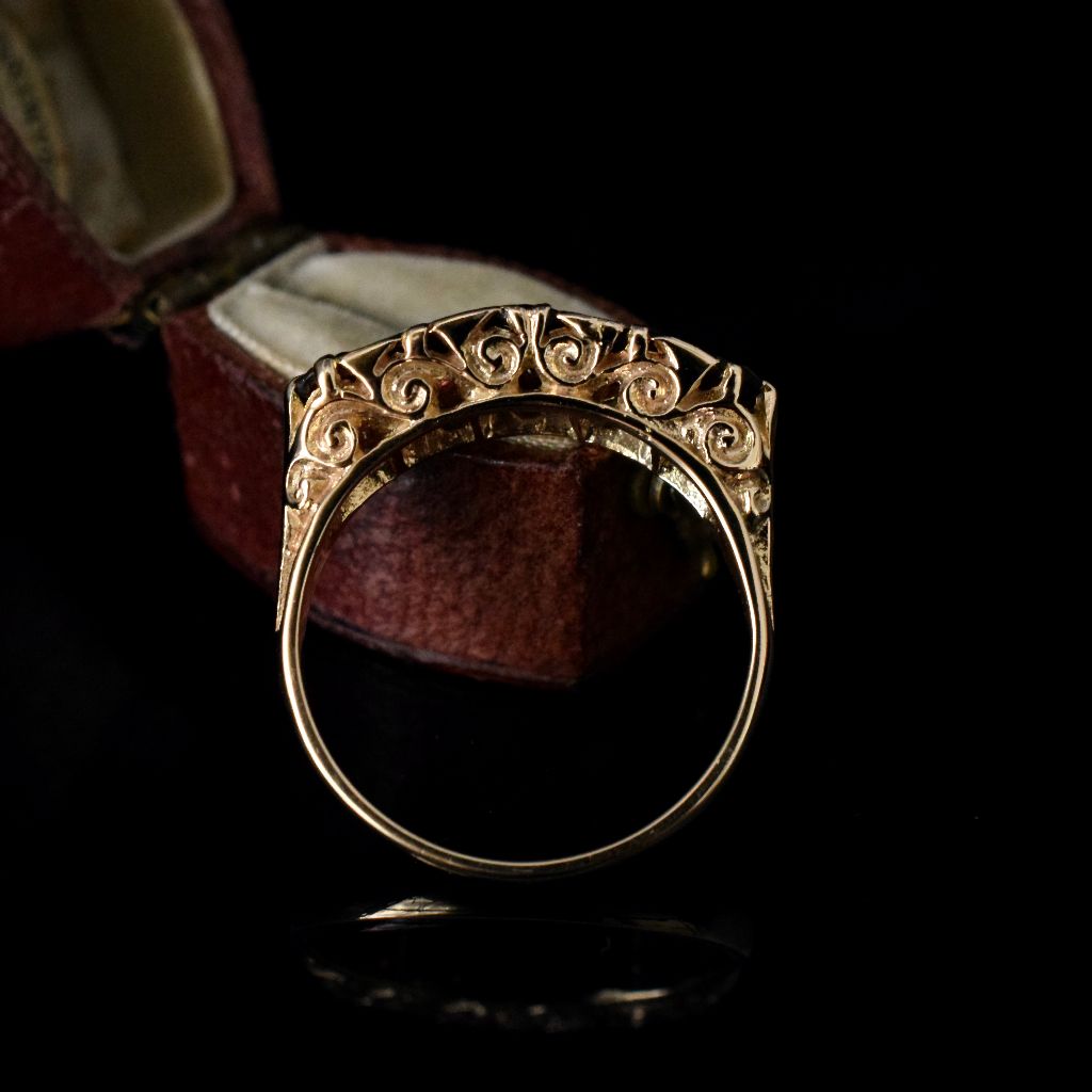 Vintage 9ct Rose Gold Garnet And Diamond Five Stone Ring