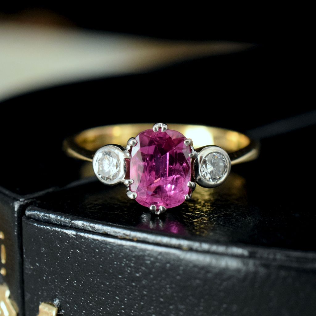 18ct Yellow Gold Natural Ruby And Diamond ‘Trilogy’ Ring