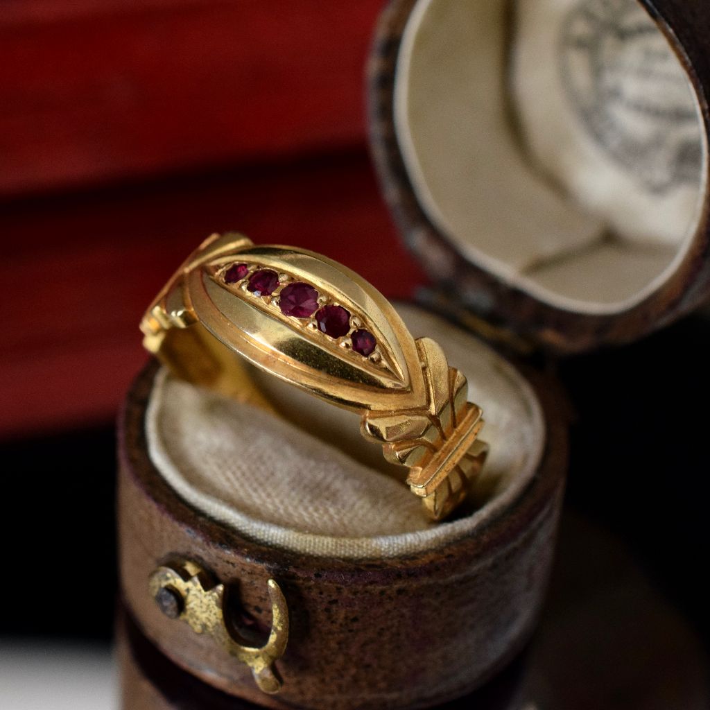 Antique Victorian Australian 15ct Gold Ruby Ring By Aronson & Co.