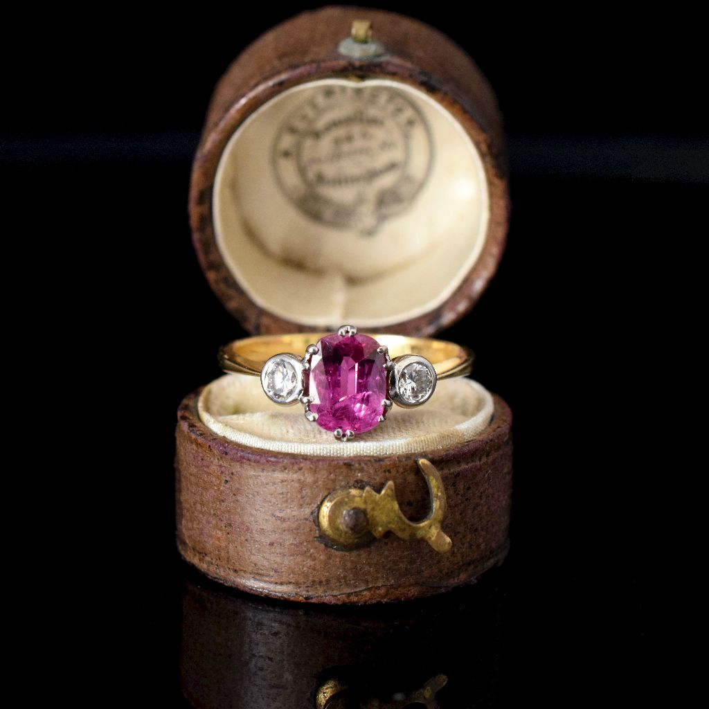 18ct Yellow Gold Natural Ruby And Diamond ‘Trilogy’ Ring