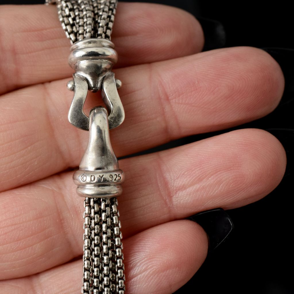 David Yurman Eight Strand Sterling Diamond Pave Ball Necklace