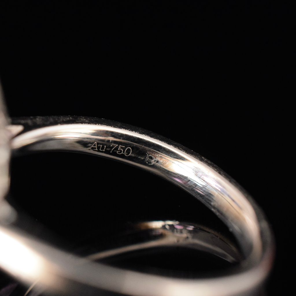 Modern 18ct White Gold Amethyst Diamond Ring