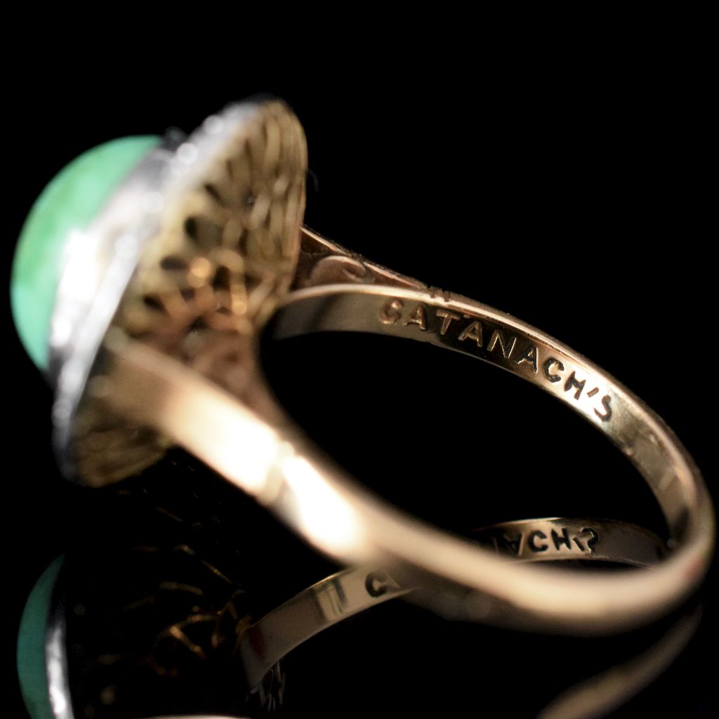 Art Deco / Mid Century 18ct And Platinum Turquoise Diamond Ring by ‘Catanachs’
