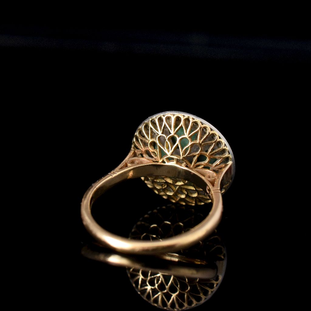 Art Deco / Mid Century 18ct And Platinum Turquoise Diamond Ring by ‘Catanachs’
